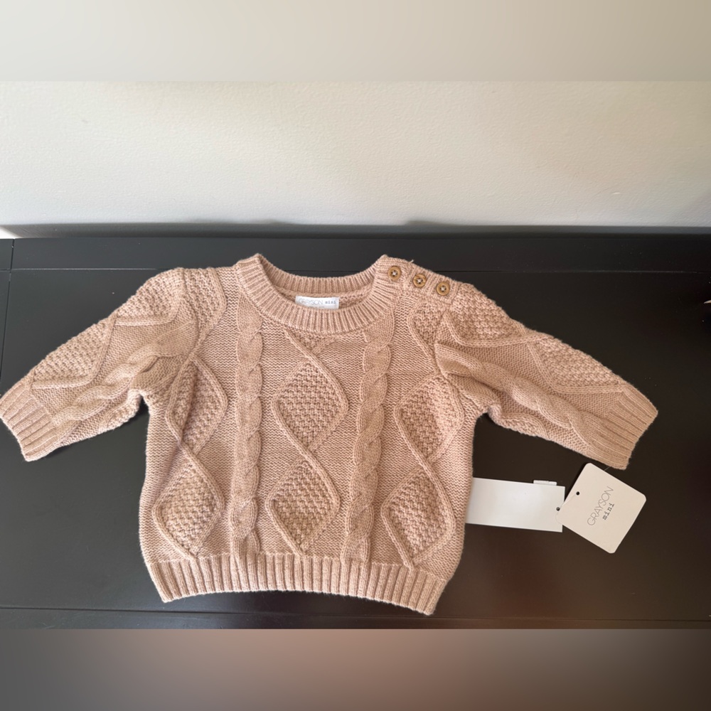 Cozy beige Cable Knit Sweater Grayson Mini 0-3 month